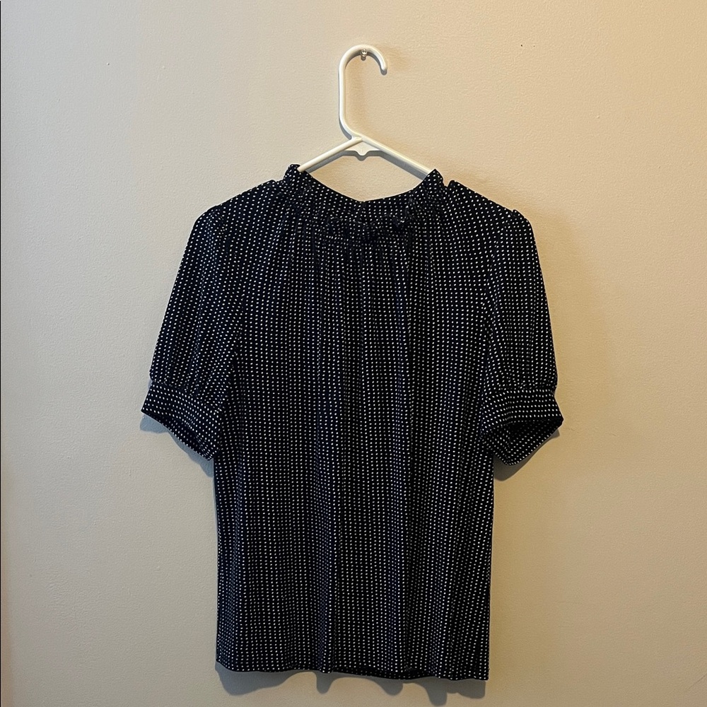 Adrianna Papell Black and White Polka Dot Blouse Size M